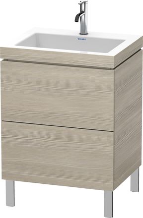 Duravit Lavabo Para Muebles Duravit L-cube C-bonded Con Base De Pie, 60x48 Cm, 2 Extra&iacute;bles, Sin Rebosadero, 1 Agujero Para Grifo, Color: Decoraci&oacute;n Pino Plat