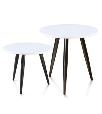 Home Heavenly Juego de 2 mesitas redonda dandi en color blanco patas negras
