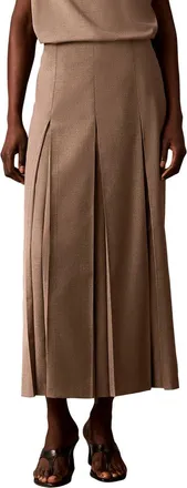 Calvin Klein Side Zip Inverted Pleat Midi Skirt
