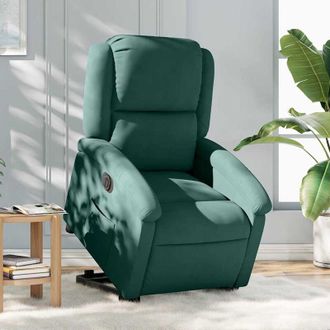 vidaXL Vidaxl - Sill&oacute;n El&eacute;ctrico Reclinable Elevable De Terciopelo Verde Oscuro