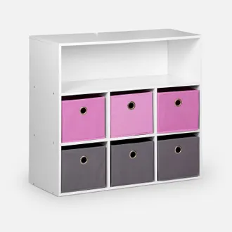 Sweeek Sweeek - Mueble Infantil Con 6 Cestas, Camille, Rosa, 76.2x29.5x70 Cm