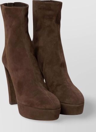 Aquazzura 120 platform almond toe suede ankle boots