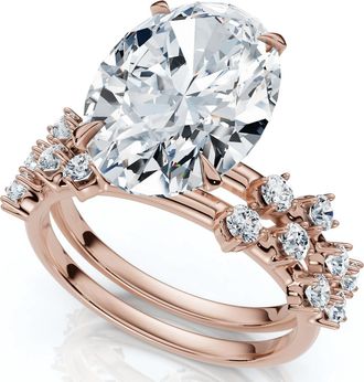 Pompeii3 Certified 5 1/2Ct Oval Diamond Engagement & Wedding Ring 14k Gold/Pt Lab Grown