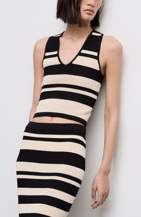 Mango Open Stitch Sweater Tank in Black Multi at Nordstrom Rack, Size Medium