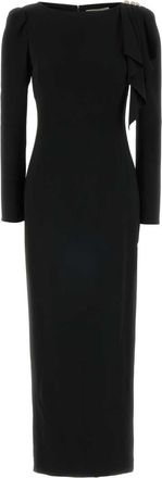 Alessandra Rich Black Cady Long Dress