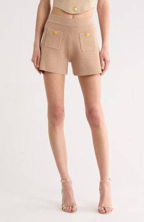 L'agence Lottie Knit Shorts in Dark Cappuccino/Gold at Nordstrom Rack, Size Xx-Large