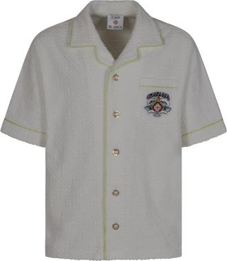 Casablanca Towelling Monogram Shirt - Heren - Korte mouwen Overhemden - Wit - S - Katoen - Overhemden
