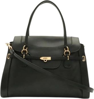 Ferragamo Pre-owned Gancini Schoudertas - Dames - Vintage Handtas - Zwart - ONE Size - Leer - Vintage
