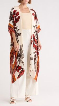 Vince Camuto Palm Tree Crinkle Duster in Ivory Multi at Nordstrom Rack