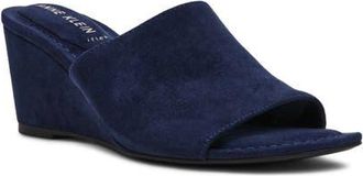 Anne Klein Charisma Wedge Slide Sandal in Navy Suede at Nordstrom, Size 7.5