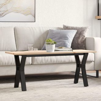vidaXL Vidaxl - Mesa De Centro Marco Y Madera Maciza Pino Y Acero 110x40x45 Cm
