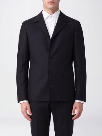 Lardini Single-Breasted Virgin Wool Blazer with Classic Collar and Button Closure