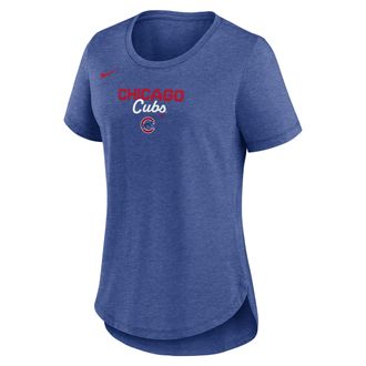 Nike Chicago Cubs Arched Team Name Nike Womens MLB T-Shirt in Blue | NKMVEX49EJ-SVQ