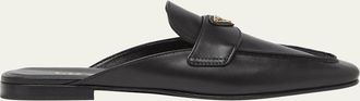Prada Vitello Leather Logo Mule Loafers