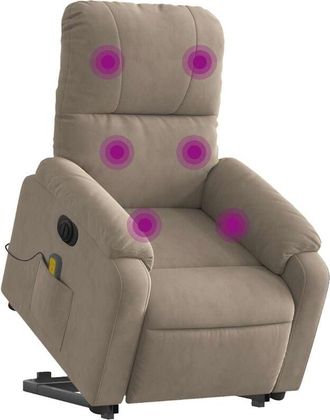 vidaXL Vidaxl - Sill&oacute;n Masaje El&eacute;ctrico Reclinable Elevable Tela Gris Taupe