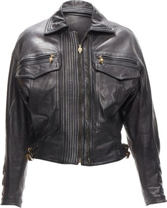 Versace Gianni Versace S & M leather bondage buckle bomber