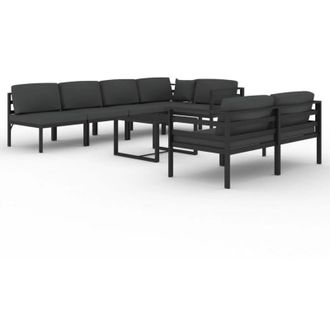 vidaXL Set Muebles De Jard&iacute;n 8 Pzas Y Cojines Aluminio Gris Antracita Vidaxl