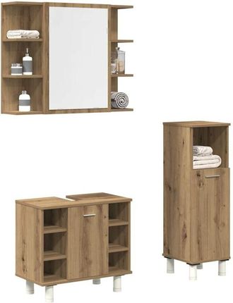 vidaXL Vidaxl - Juego De Muebles Ba&ntilde;o 3 Piezas Madera Ingenier&iacute;a Roble Artisan