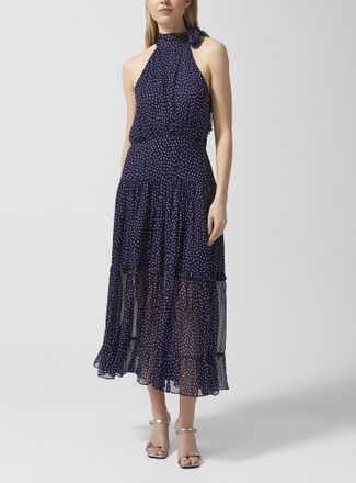 Rixo Womens Abi tie-collar chiffon dress