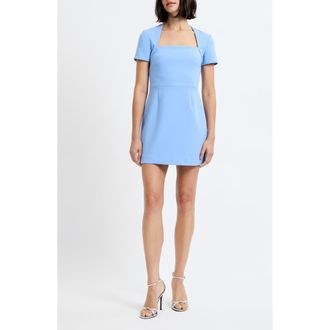 French Connection Whisper Square Neck Minidress in Blue Hydrangea at Nordstrom, Size 14