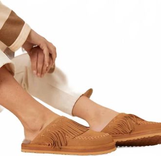 Free People Womens Fallon Fringe Mule In Toffee Suede