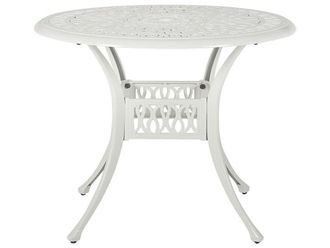 Beliani Mesa de balc&oacute;n 90 cm 90 cm metal blanco crema