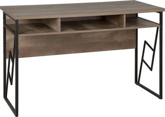 Beliani Beliani - Escritorio De Oficina En Casa Tapa De Madera Oscura Marco De Metal Negro Estante De Almacenamiento 120 X 60 Cm Forres