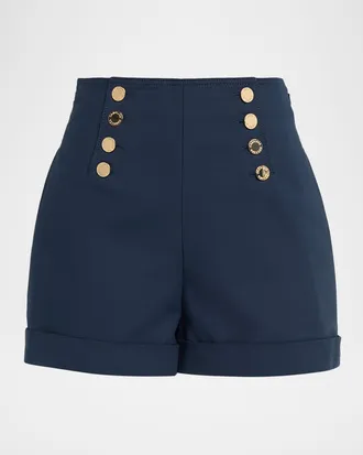 Carolina Herrera High-Waisted Button-Front Shorts