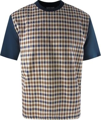 Aquascutum Mens Iconic Front Navy Blue T-shirt Cotton - Size Large