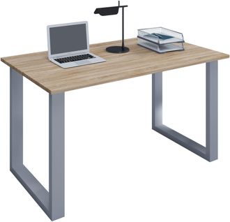 ebuy24 Vcm Wood Desk Al. 76 X An. 140 X P. 50 Cm Mesa De Ordenador Lisa Pies De Metal De Alta Calidad Mesa De Trabajo Muebles De Oficina - Lona U (plata / Ro