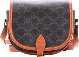 Celine Folco Bag Triomphe Coated Canvas Medium crossbody bag - Marrone