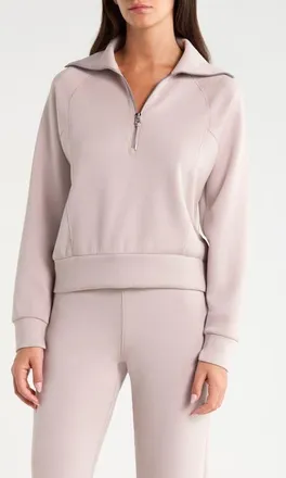 Spanx AirEssentials Half Zip Sweatshirt in Mushroom at Nordstrom, Size X-Small