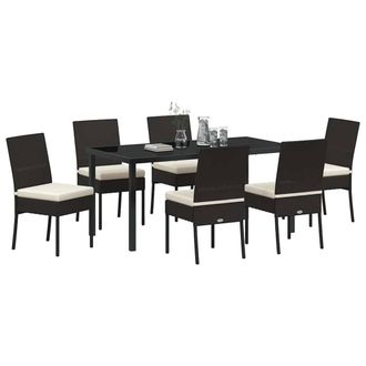 Berkfield Home Modern 7 Piece Garden Dining Set Black Poly Rattan
