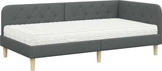 vidaXL Estructura De Cama En Esquina Gris Oscuro 90 X 190 Cm Tela Vidaxl