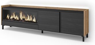 Skraut Home Skraut Home - Mueble Tv, Televisi&oacute;n, Muebles De Sal&oacute;n, Almacenaje, 212x35x61cm, Para Tv Hasta 80, Chimenea El&eacute;ctrica Xxl, Dise&ntilde;o Industrial, Led, Esti