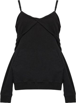 Maison Margiela Off-Shoulder Sweatshirt - Dames - Hoodies - Zwart - L - Katoen - Hoodies & sweatvesten