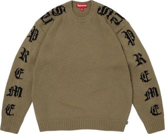 SUPREME SS26 Old English Sleeves Sweater Olive SUP-SS26-059-OLV