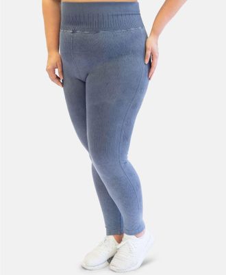 Nanette Lepore Womens Activewear Plus Size Seamless Active Leggings In Iron Ore
