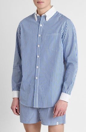 Sleepy Jones Penn Shirt in Colorblock Bengal Stripe at Nordstrom, Size Xx-Large