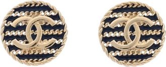 Chanel Metal Chain Disc Earrings 7mm