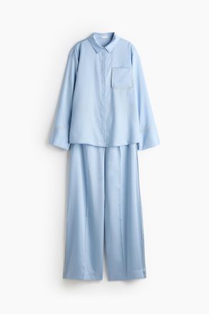 H&M Satinpyjama - Hellblau