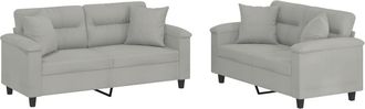 vidaXL Vidaxl - Juego De Sof&aacute;s Con Cojines 2 Piezas Tela Microfibra Gris Claro