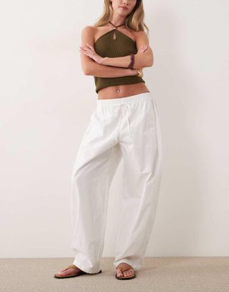Abercrombie & Fitch Pantaloni a palloncino bianchi-Bianco