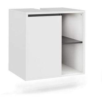 Vicco Mueble bajo lavabo Viola, Blanco/Gris, 60 x 60 cm con estantes abiertos, Vicco