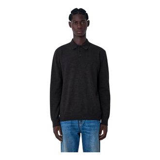 Maison Margiela Polo Shirts, male, Brown, Size: XL Wool Polo Shirt