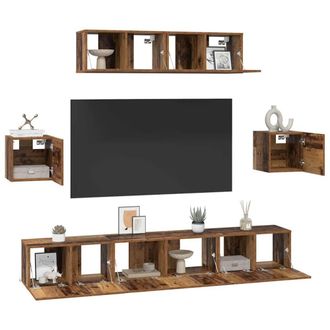 Berkfield Home TV Cabinet Set 7 pcs Old wood 80 x 30 x 30 cm Engineered wood in Brown