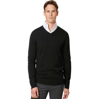 CHARLES TYRWHITT Pure Merino V Neck Sweater in Black at Nordstrom, Size Medium