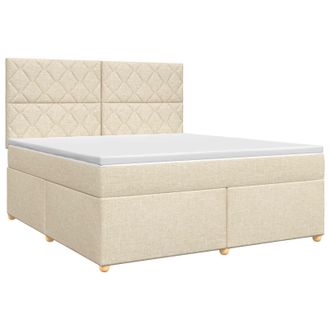 vidaXL Letto Box Spring Con Materasso Crema 140 X 200 Cm Tessuto Vidaxl