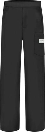 Flaneur Zwarte op maat gemaakte broek met elastische taille - Heren - Wijde Broeken - Zwart - XL - Broeken