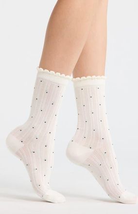 Casa Clara Love Martinique Polka Dot Crew Socks in White at Nordstrom